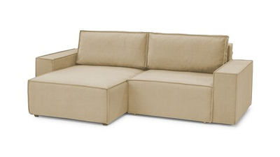 Диван с оттоманкой Софт 2 (малый) Velutto 02 240*150*80 см, бежевый Велютто Еврокнижка Фиеста