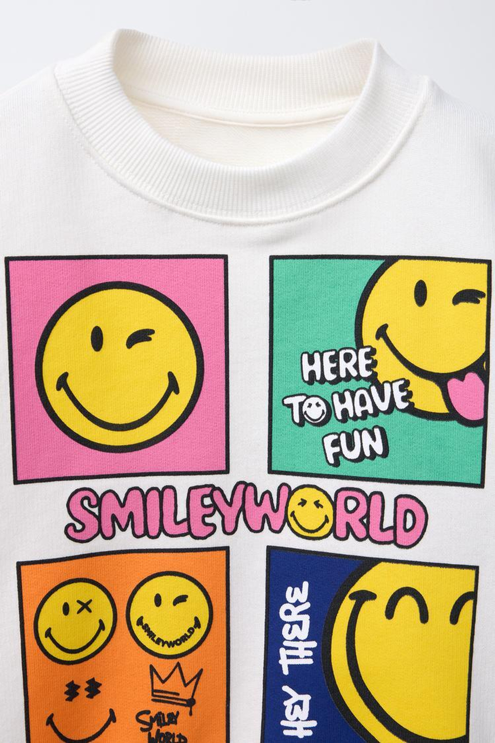 ZARA ТОЛСТОВКА С РЕЛЬЕФНЫМ ПРИНТОМ SMILEYWORLD ®, ЖЕЛТОВАТО-БЕЛЫЙ