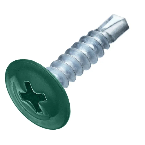 Саморезы Стройметиз металл-металл с буром 4.2х19, RAL 6005 (зелёный мох), 200 шт.