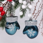Ёлочные игрушки «Волшебные варежки» 6 см (набор 2 шт), Сапфир
