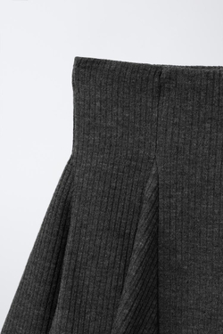 ZARA ЮБКА-ШОРТЫ В РУБЧИК С ОБОРКАМИ, СЕРЫЙ МЕЛАНЖ