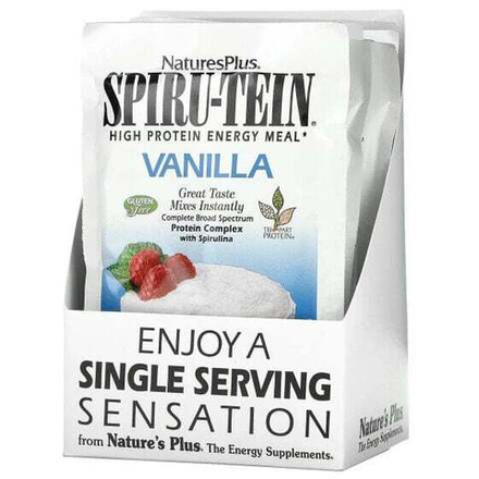 Растительный протеин NaturesPlus, Spiru-Tein, энергетическая добавка с высоким содержанием протеина, со вкусом ванили, 8 пакетиков по 34 г (1,2 унции)