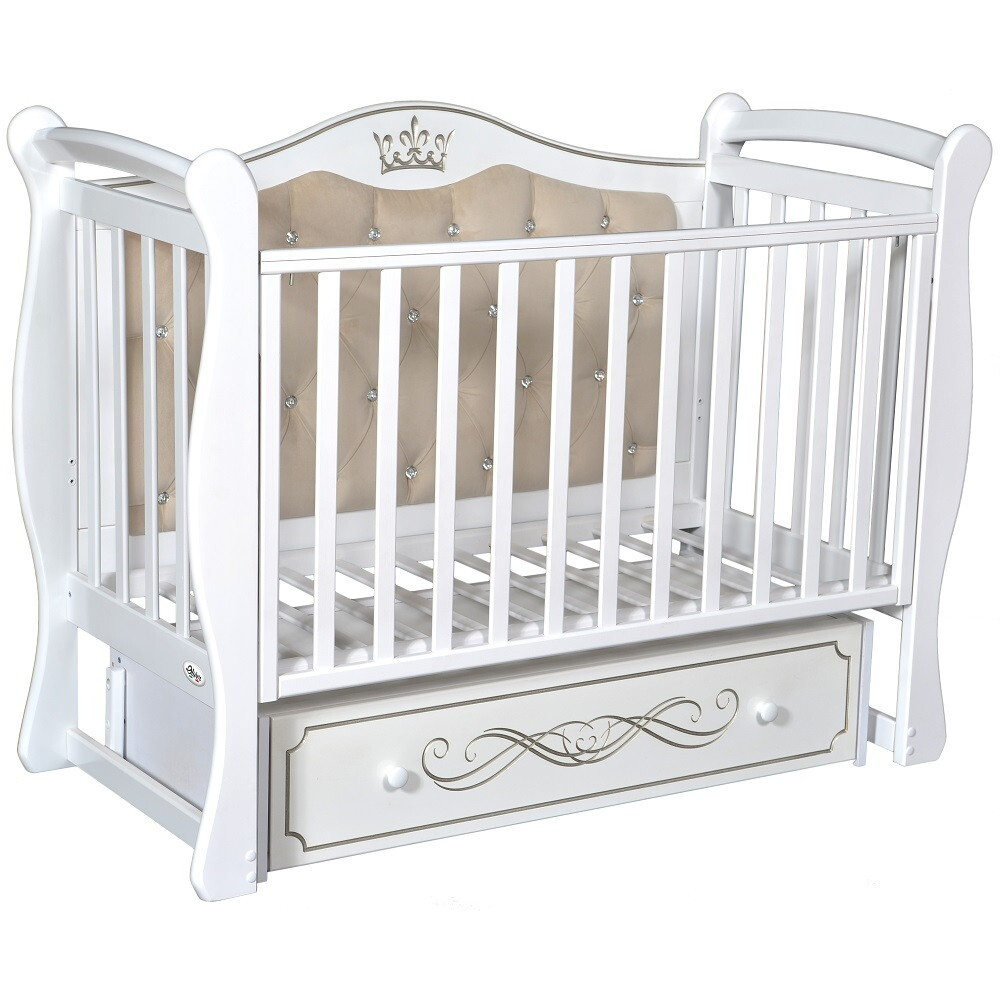 Детская кроватка Oliver Brianna с универсальным маятником и ящиком Белый