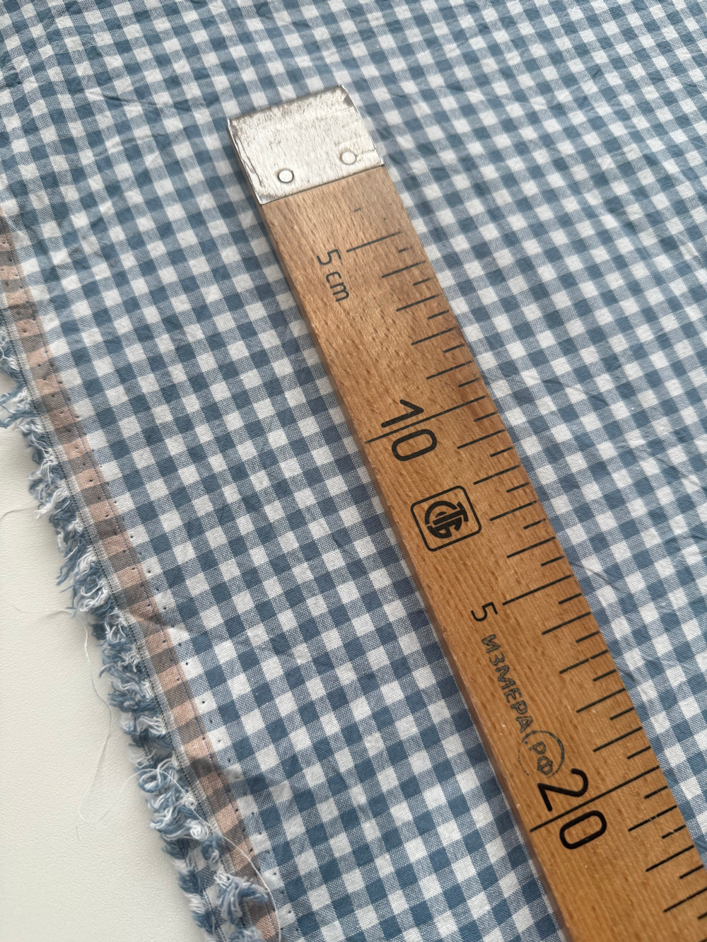 Вареный хлопок 250см. Синяя клетка (0,5*0,5см)