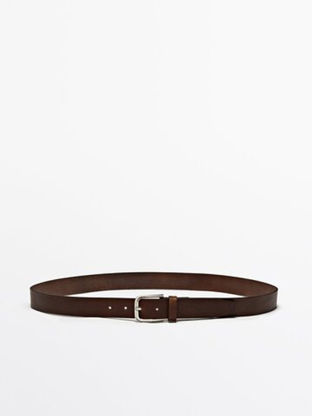 Massimo Dutti Ремень из мягкой кожи наппа, черный