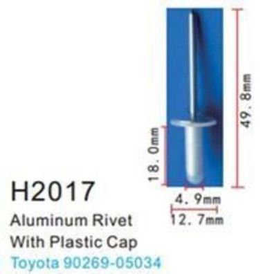 Клипса для крепления внутренней обшивки а/м Тойота аллюминиевая (100шт/уп.) Forsage клипса H2017(Toyota)