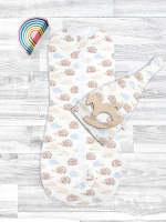 Пеленальный кокон и шапочка Mjölk Ёжики на экрю