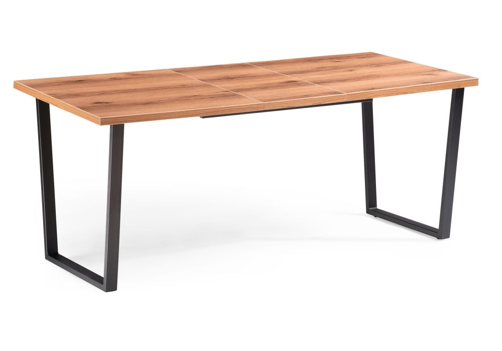 Стол раскладной Лота Лофт 140(180)х80х74 25 мм дуб делано темный / матовый черный