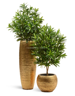 Кашпо TREEZ Effectory - Metal - Полусфера - Чеканное золото