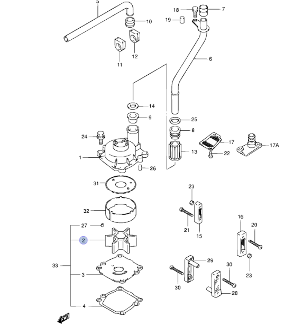 Крыльчатка помпы Suzuki DF60/DF70 (17461-87E11-000)
