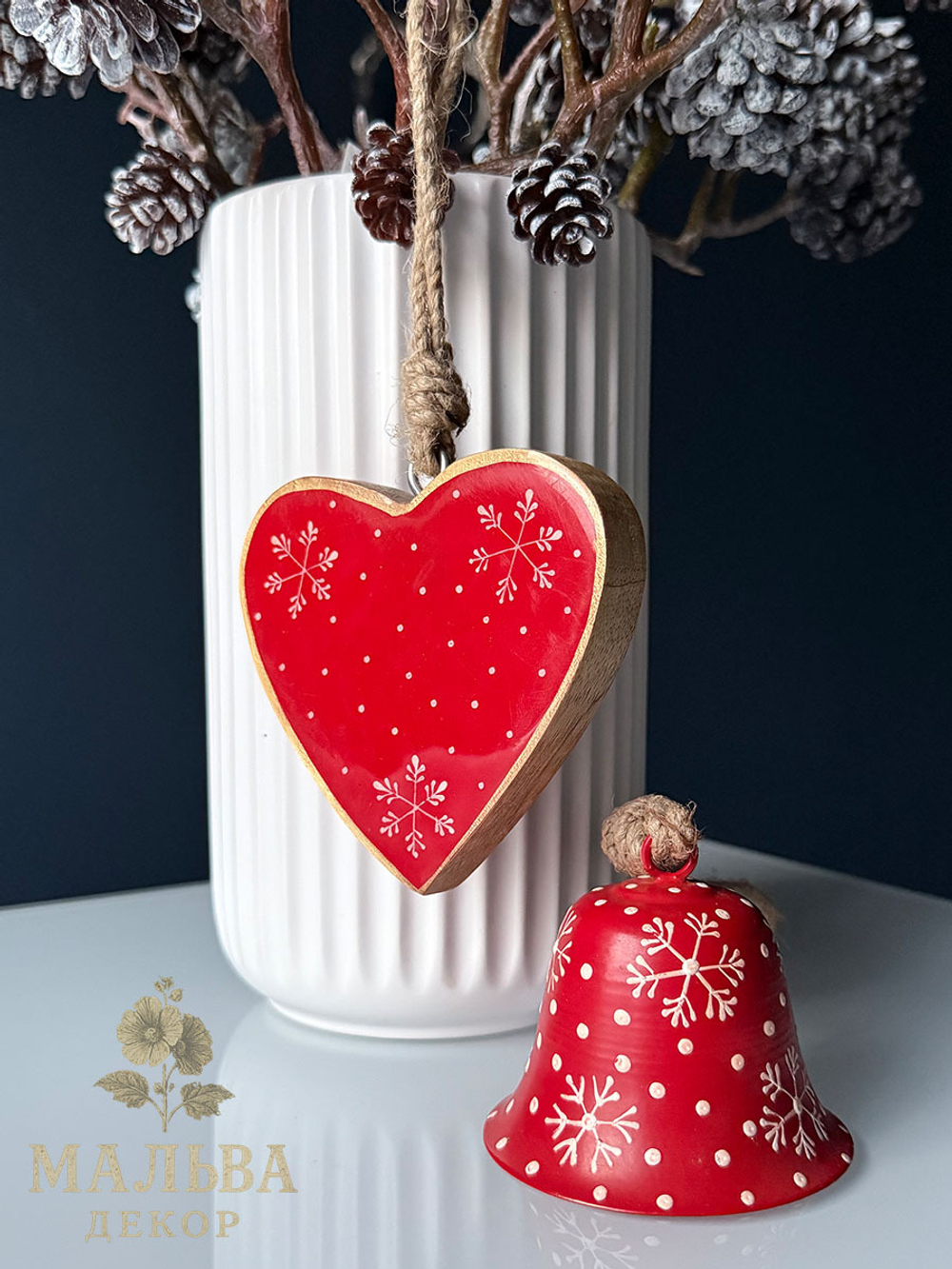 Декор подвесной "Сердечко" 10х1,5х10см + 10см подвес