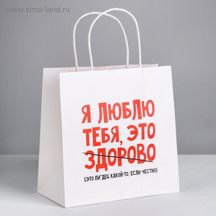 Пакет подарочный «Я люблю тебя», 22 × 22 × 11 см