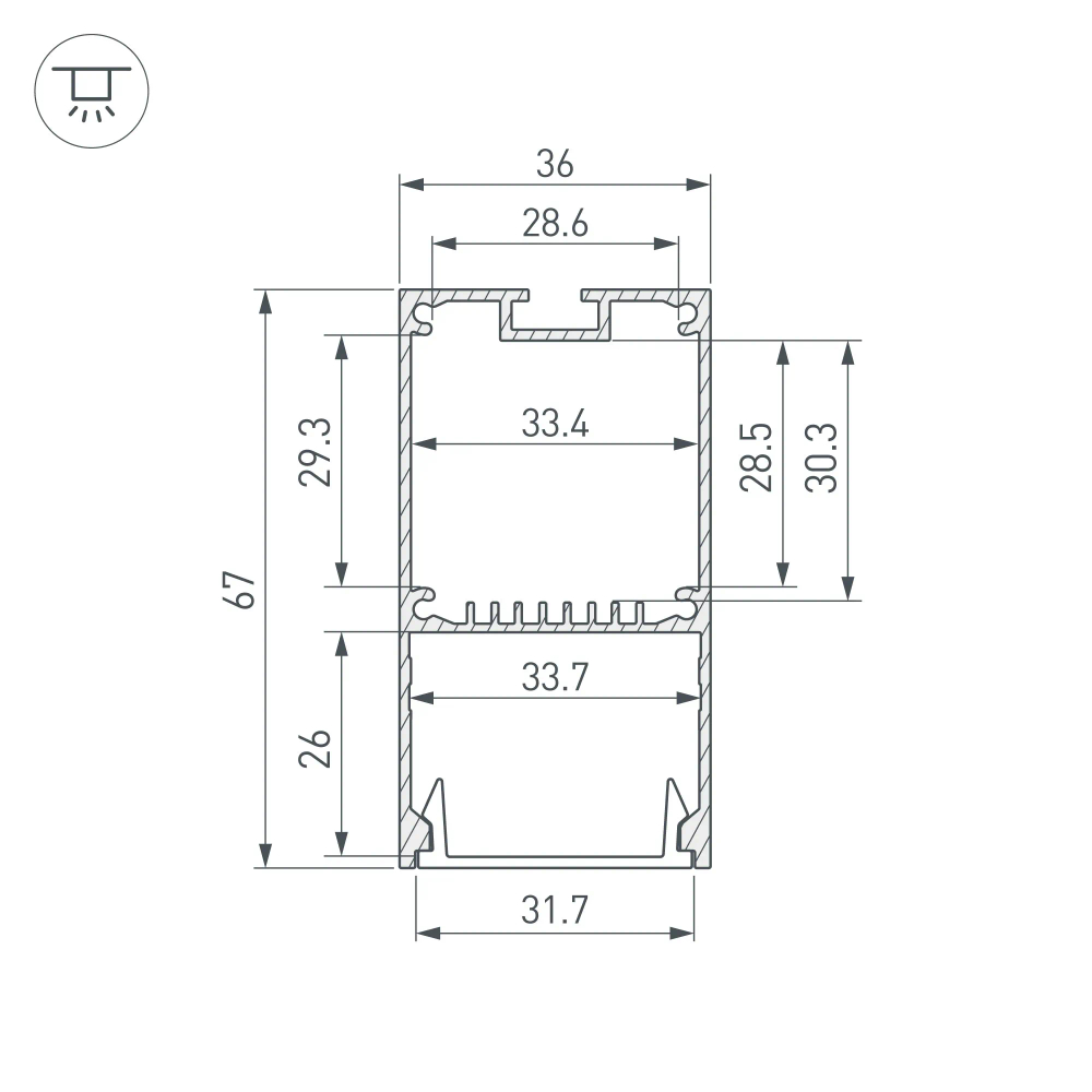 Профиль LINE-S-3667-2000 BLACK (Arlight, Алюминий) 042901