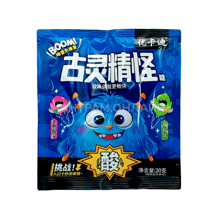 Конфеты кислые Boom! Монстрик два вкуса персик и лайм 20 г