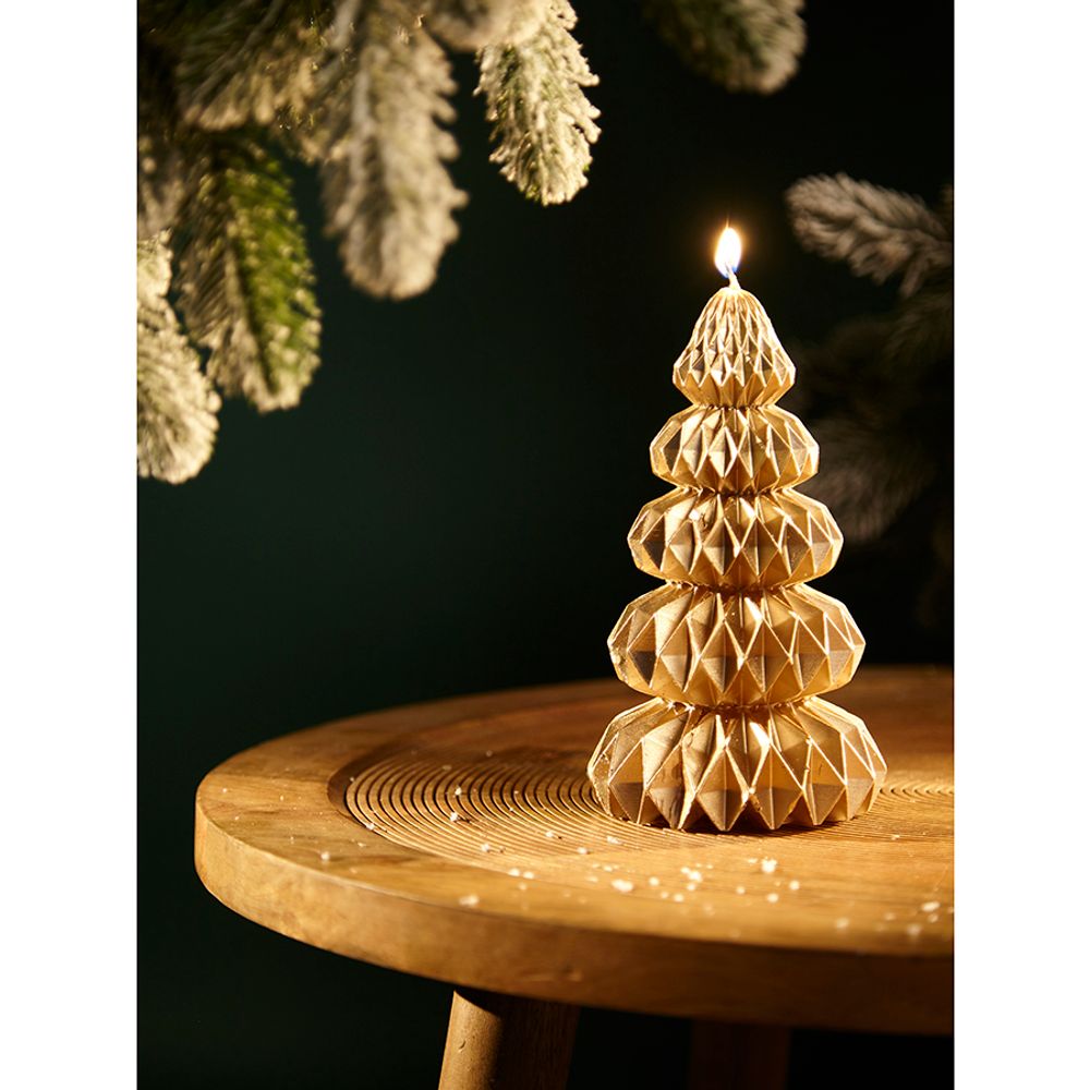 Свеча декоративная Origami золотого цвета из коллекции New Year Essential, 19 см