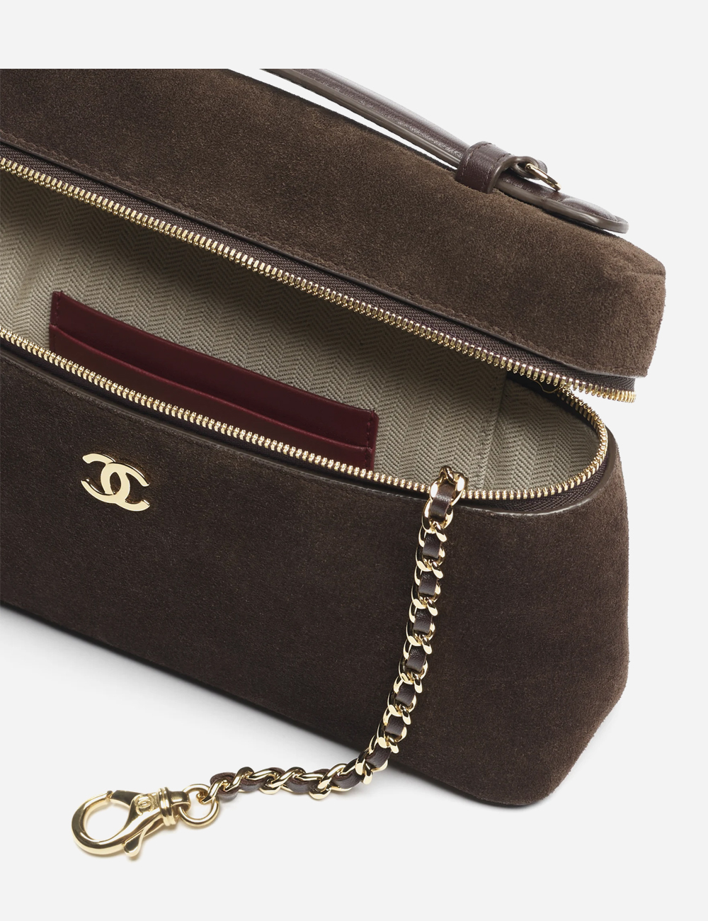 Сумка Chanel Large Vanity with chain Suede Calfskin & Gold Metal "Dark Brown"