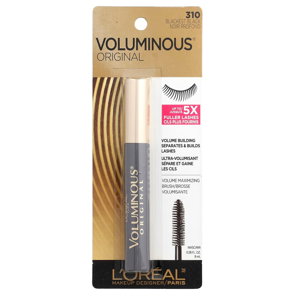 L'Oréal, Voluminous®, оригинальная тушь для ресниц, оттенок 310 черный, 8 мл (0,28 жидк. унции)