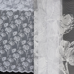 Тюль в гостиную INVA жаккард с рельефным рисунком "Пионы" 270х300/белый