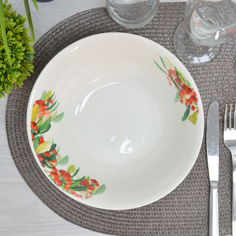 Салатник 980мл 20см Рябина, фарфор, Jewel