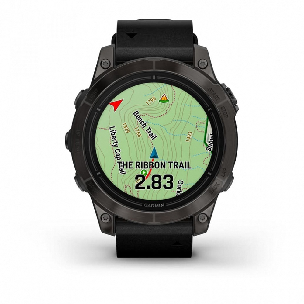 Смарт часы Garmin Epix Pro (Gen 2) Sapphire Edition 47 мм, титановый, угольно-серый DLC, черный кожаный ремешок