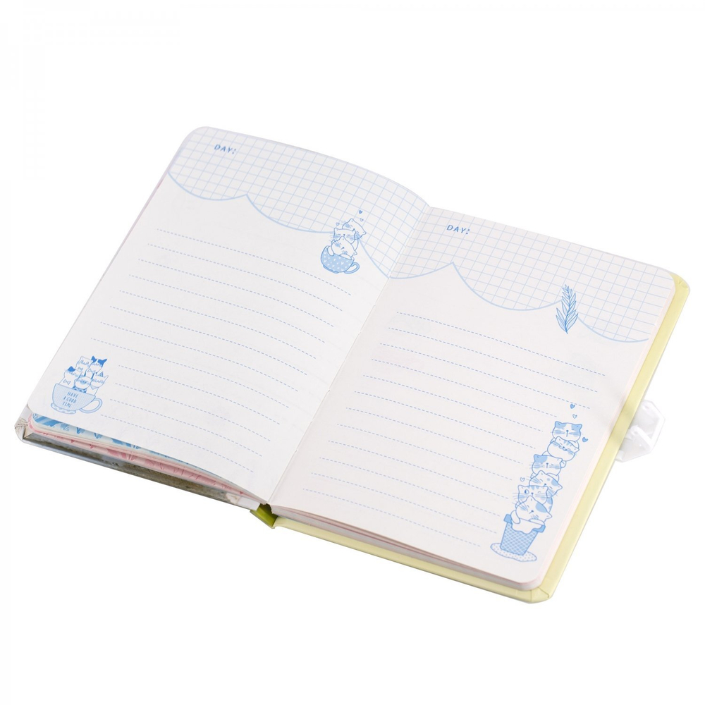 Блокнот 13,5 см * 19,5 см , 7БЦ, Alingar, мат. ламинация, код. замочек, ручка, 80л., диз. внутр. блок, линия, "Королевство кошек"