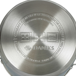 Кастрюля нерж, 1.9 л, с крыш, крышка стекло, Daniks, Токио, SD-A87-16, индукц