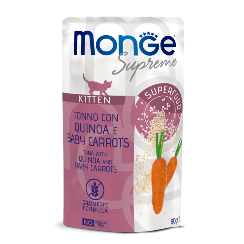 Monge Supreme Влажный корм для котят из тунца с киноа и мини-морковью, паучи 80 г