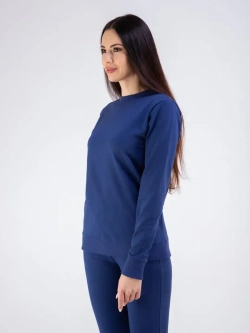 Свитшот без начеса и капюшона однотонный стильный, хлопок