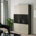 Книжный шкаф - BESTÅ/ BESTА IKEA/ БЕСТА/БЕСТО ИКЕА, 193х120 см, черный/светло-бежевый