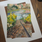 Картина авторская акварельная в паспарту 30х40 см на стену для интерьера "Ореховно"