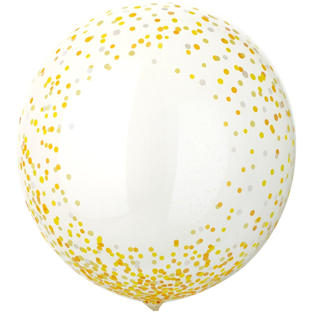 Шар Фольгированный Конфетти жёлтое Bubble Прозрачный (Желтый)