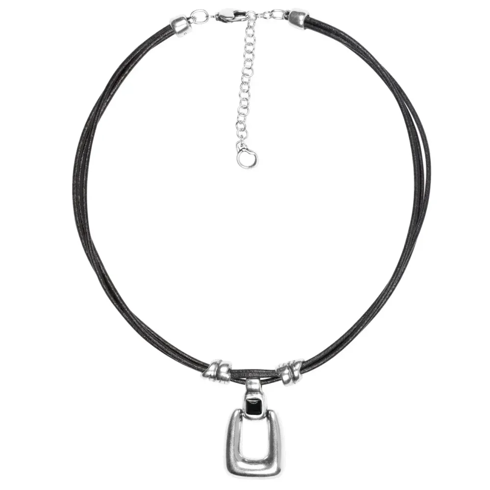 Колье Ciclon, Kubik Chik, кожаное, с муранским стеклом, CN-243803 (черный)