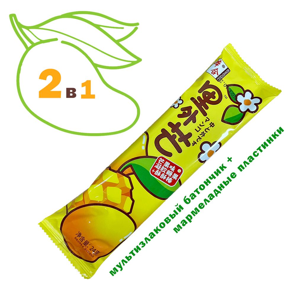 Мультизлаковый батончик + 2 мармеладные ленты вкус манго 24 г