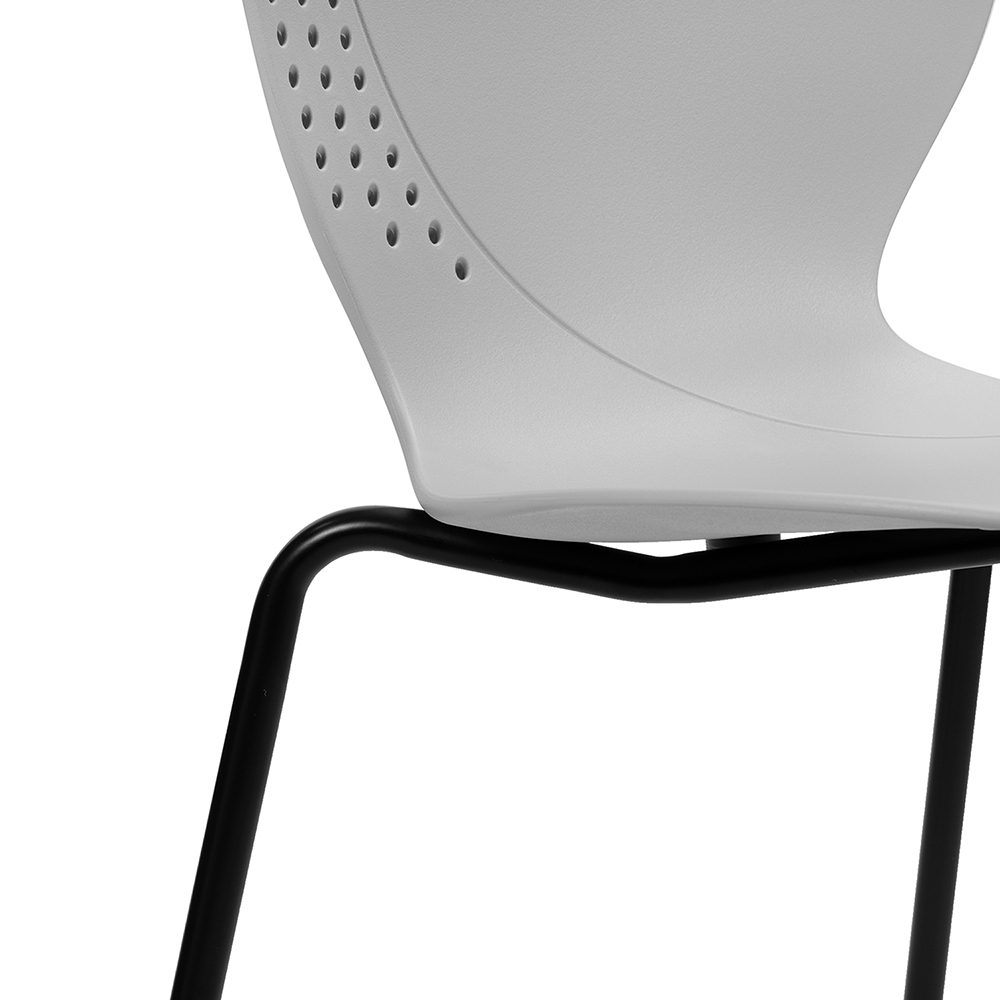 Стул пластик Wave серый с черными ножками