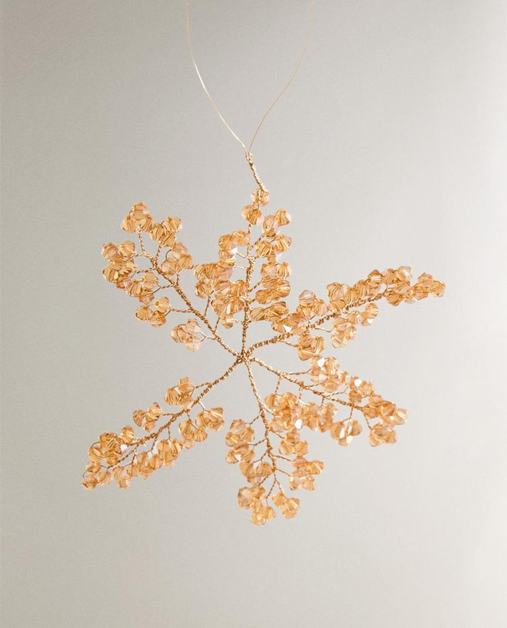 ZARA HOME ЕЛОЧНОЕ УКРАШЕНИЕ «ЦВЕТЫ» ИЗ БУСИН, КАРАМЕЛЬНЫЙ