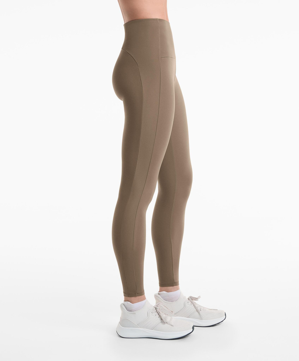 OYSHO Леггинсы Comfortlux с высокой талией и резинкой, длиной до щиколотки 65 см, серо-бежевый