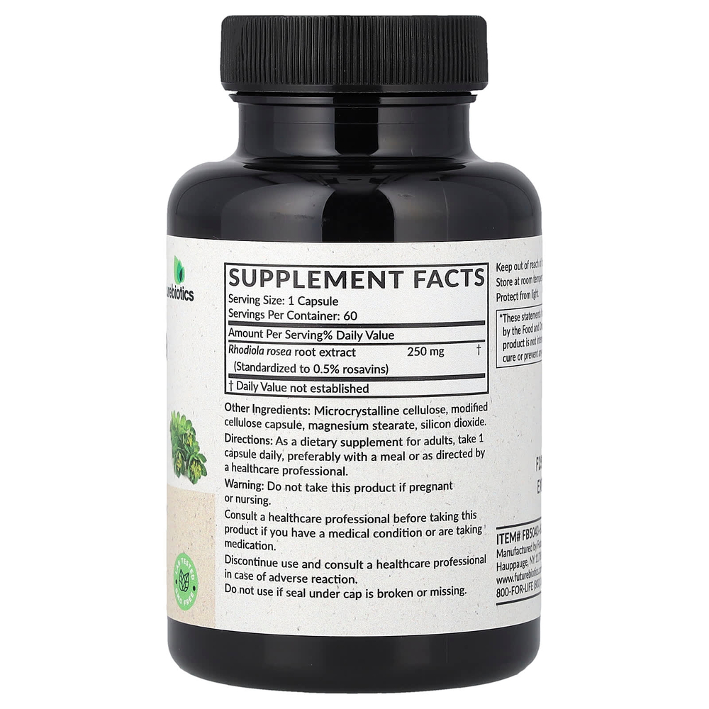 Futurebiotics, родиола розовая (Rhodiola rosea), 60 вегетарианских капсул (250 мг в 1 капсуле)