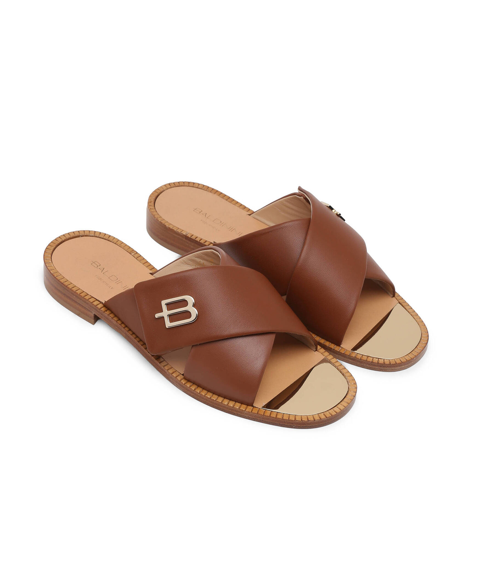 Кожаные шлепанцы Baldinini - коричневый(D4E524P1NAPP)