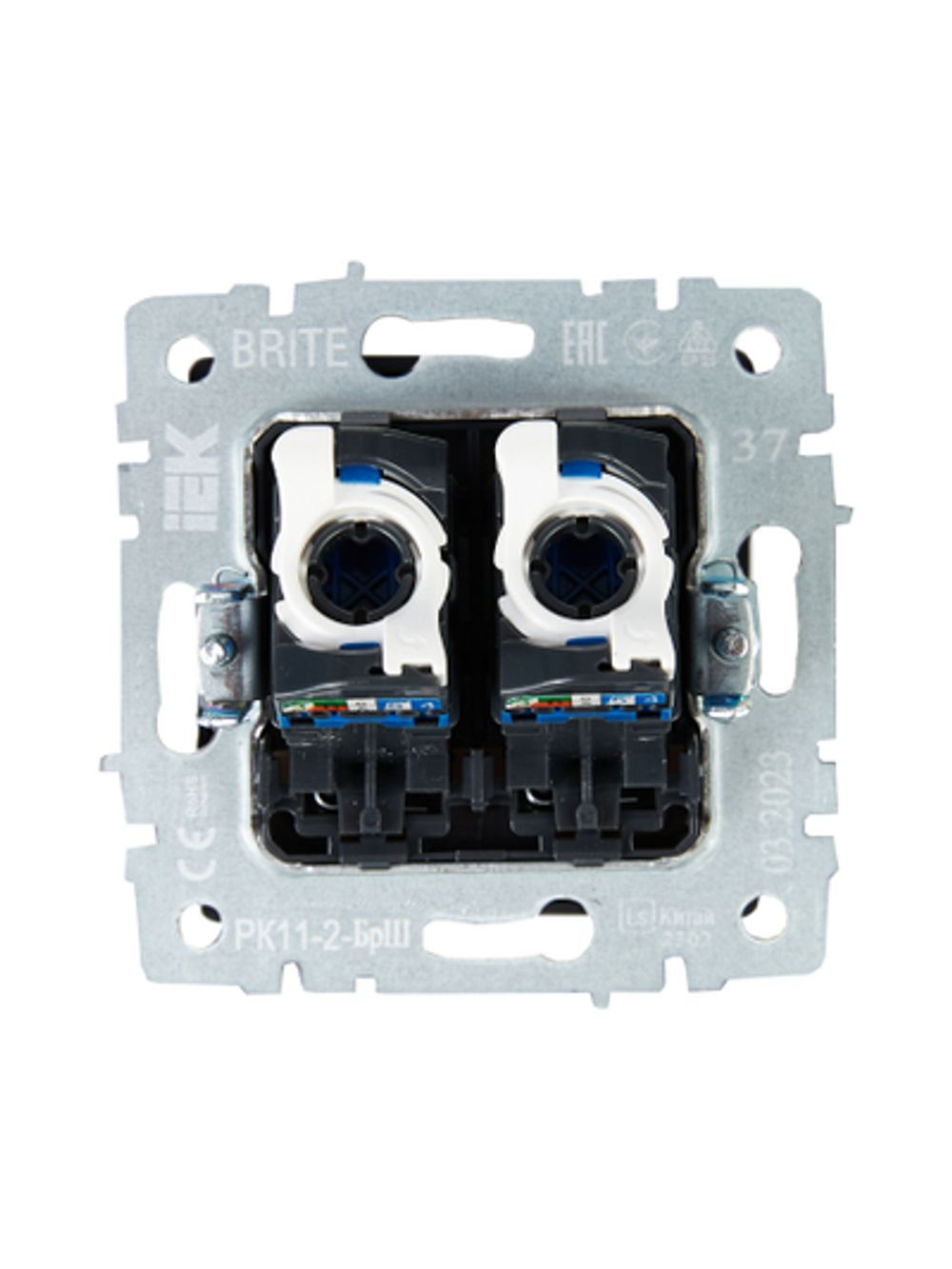 BRITE Розетка компьютерная двойная RJ45 кат.6 РК11-2-БрШ шампань IEK