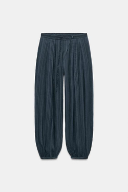 ZARA БРЮКИ-БАЛЛОНЫ В ПОЛОСКУ — ZW COLLECTION, ИНДИГО