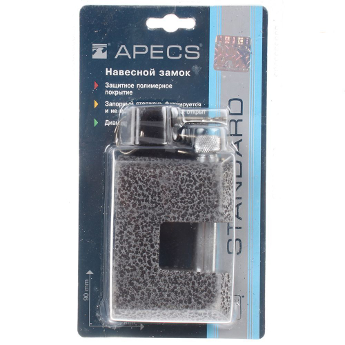 Замок навесной Apecs, PD-16-90, блистер, дисковый, 3 кл