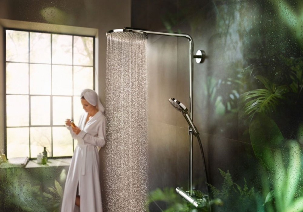 Душевая система Hansgrohe Raindance Select S Showerpipe 27633670 с термостатом черный матовый