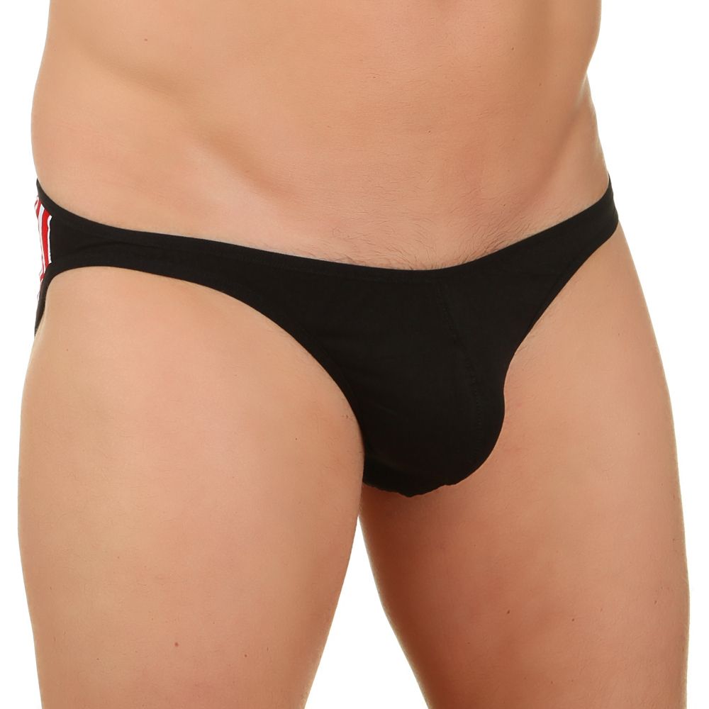 Мужские трусы слипы черные с красно-белым Cosmos Colors  SC20_RBB