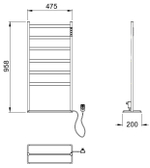 Полотенцесушитель электрический напольный WONZON & WOGHAND ESSEN, Темный графит (WW-A406-GM)
