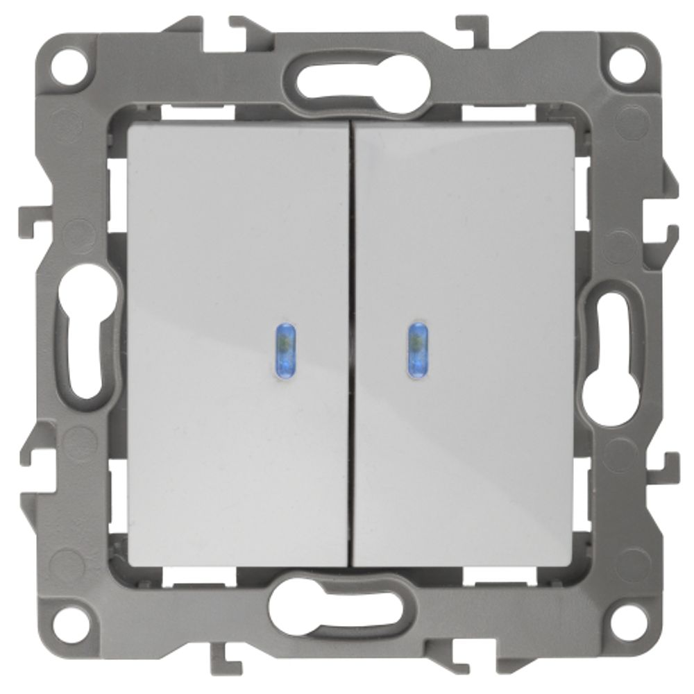 12-1105-01 ЭРА Выключатель двойной с подсветкой, 10АХ-250В, IP20, Эра12, белый