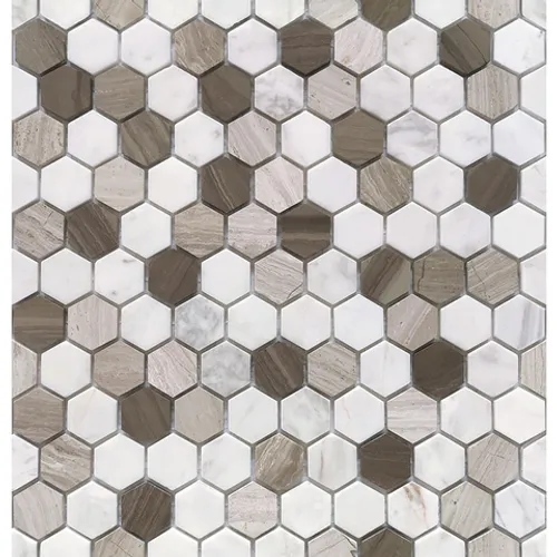 Мозаика из натурального камня Pietra Mix 3 MAT hex 18x30x6 Pietrine Hexagonal белый серый