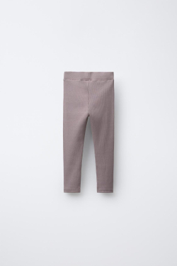 ZARA ЛЕГИНСЫ В РУБЧИК С НАШИВКОЙ, СЕРО-КОРИЧНЕВЫЙ