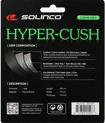 Теннисные намотки базовые Solinco Hyper-Cush Replacement Grip 1P - белый