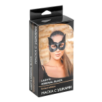 Черная кожаная маска для глаз с ушками БДСМ Арсенал Lady's Arsenal Black 68011