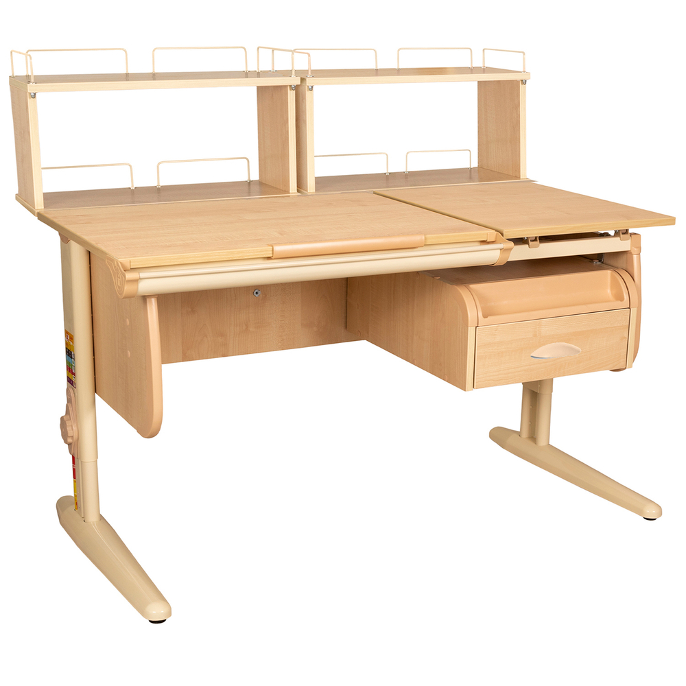 Растущая парта СУТ 25 с задними полками СУТ.15.240 и навесной тумбой (1200×880 мм)